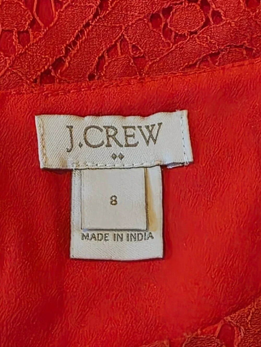 J. Crew Red Lace Short-Sleeve Blouse Size 8